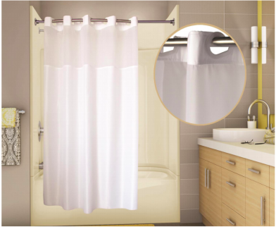 71x74 White, PreHooked Allure Shower Curtains